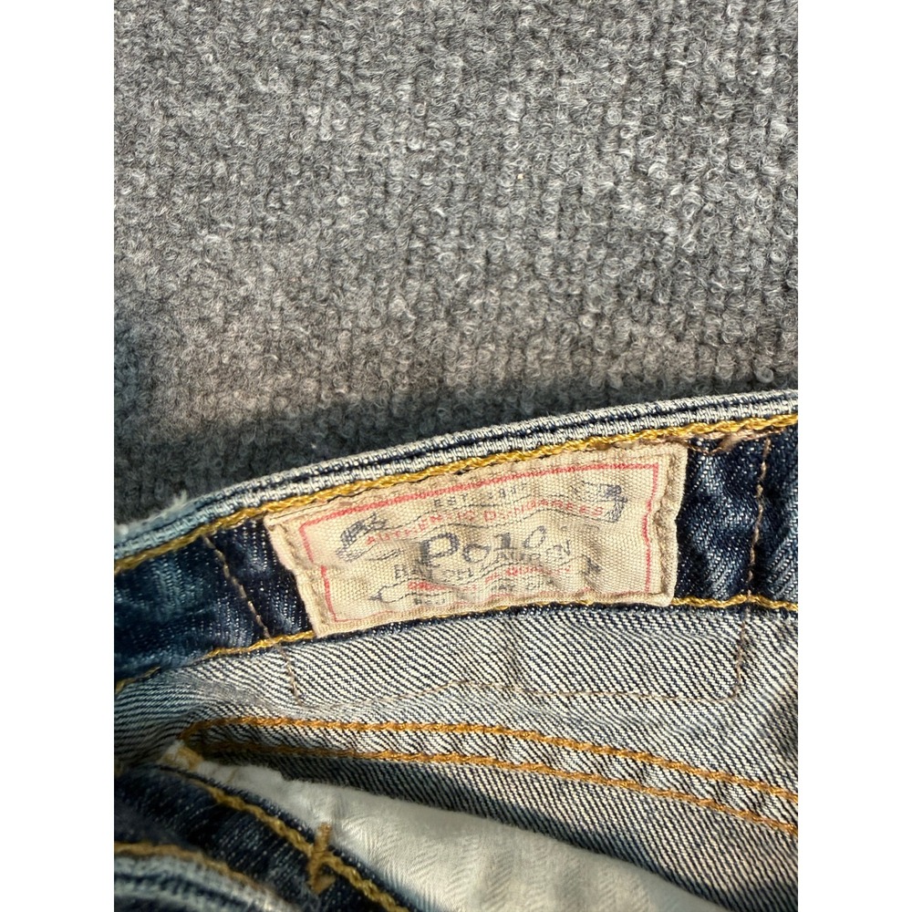 Polo Ralph Lauren Astor Boyfriend Slim Distressed Paint Splatter Jeans 30 Blue - Picture 9 of 11